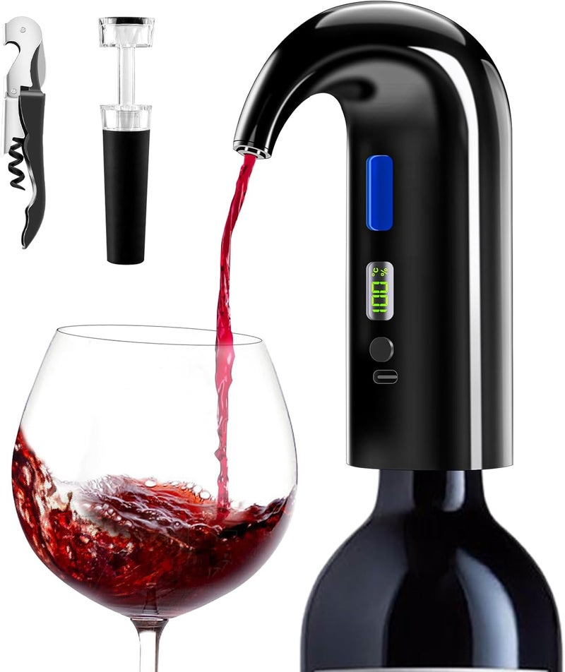 Cozyall Electric Wine Aerator, One-Touch Automatic Wine Decanter for Red & White Wine, Wine Dispenser, Wine Pourer, Wine Gifts for Wine Lovers (Black) - Image 1